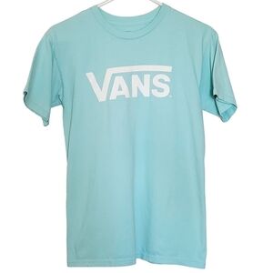 1310 * Vans Logo Short Sleeve Tee Light Blue Aqua Size S